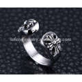 Punk Edelstahl Silber Christ Ring, Herren Silber Kreuz Ring